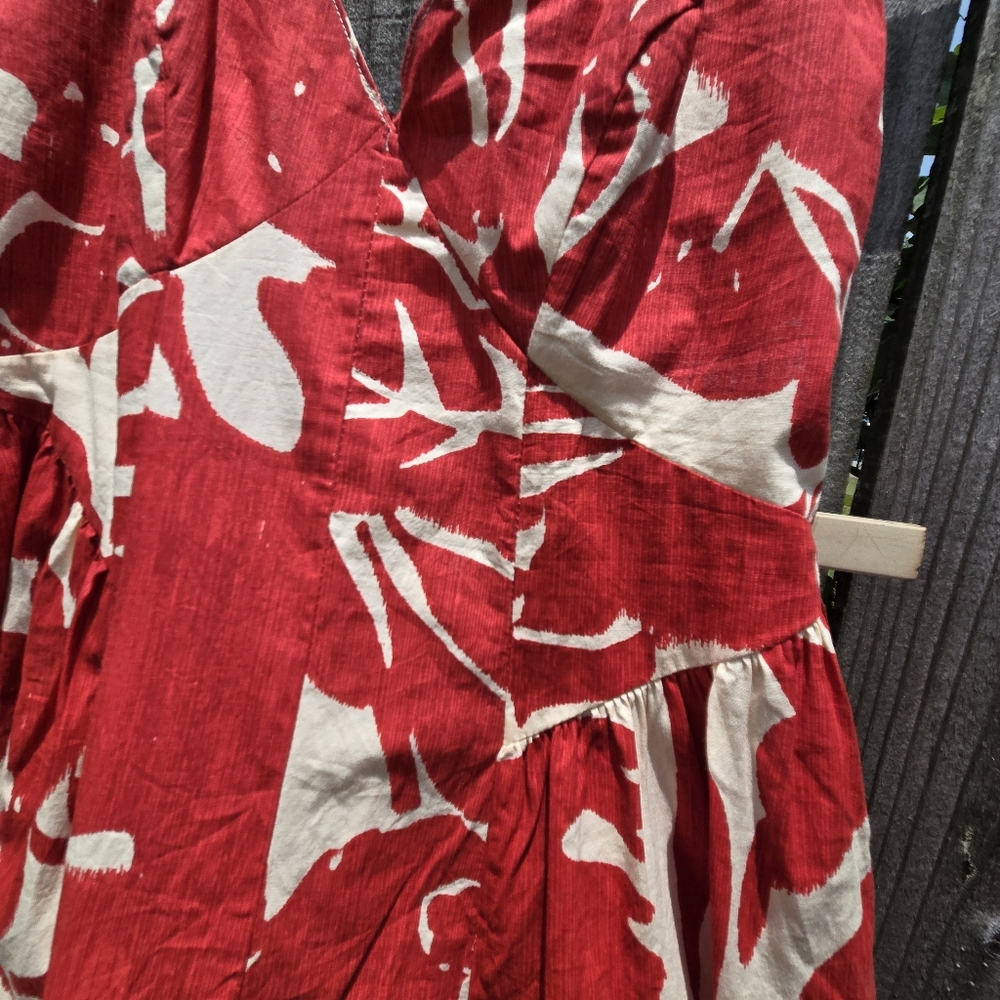 Red and white Print Cotton Strappy Dress Fit And Flare M - Picture 5 of 11